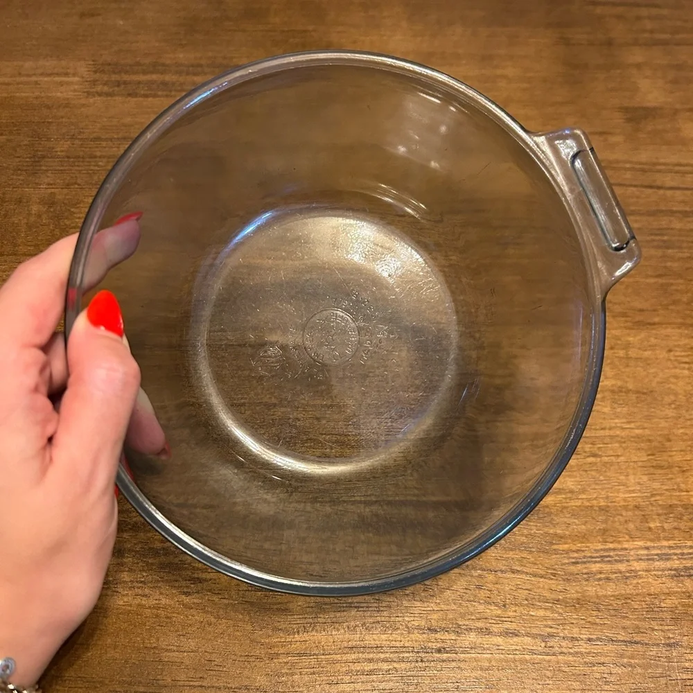 Pyrex Vintage Blue Flameware 835-B Clear Glass Saucepan Bowl